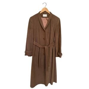 Ultara Jon Rico Vintage Non-Leather Suede Trench Coat Long Jacket Sz 10 Brown